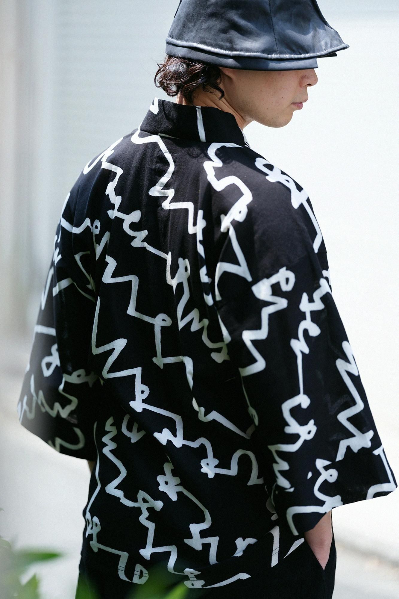 超美品【SOU・SOU】高島縮 風靡 雷鳴 L net限定】高島縮 40/40 風靡（ふうび） 上 片身替わり（かたみ